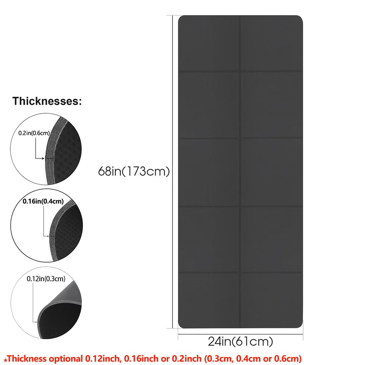 Tapis de Yoga & Fitness Antidérapant (173 x 61 cm, 6 mm)