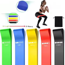 Pack 5 bandes élastiques de résistance fitness - Vert Bleu Jaune Rouge Noir