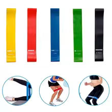 Bandes élastiques résistance 5 couleurs  Jaune Rouge Bleu Noir Vert - set complet fitness yoga